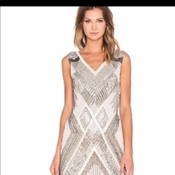 #125 THE JETSET DIARIES the nude beaded mini dress - Picture 2 of 13